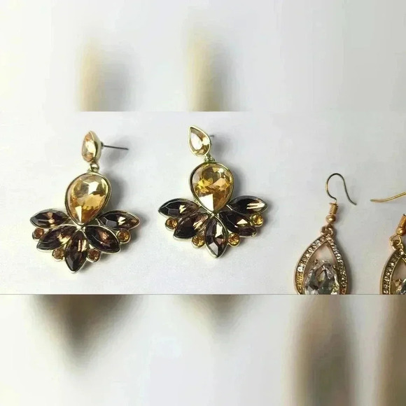 Rhinestones Earrings bundle brown and clear color Rhinestones - Picture 3 of 8